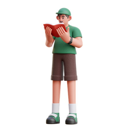 Homme lisant un livre  3D Illustration