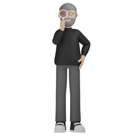 Homme, loupe, recherche  3D Illustration