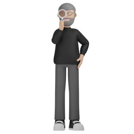 Homme, loupe, recherche  3D Illustration