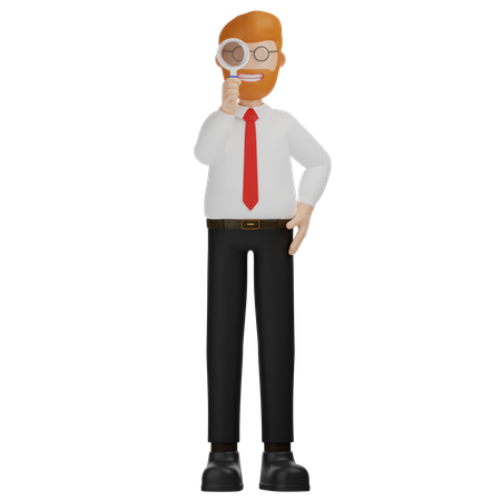 Homme, loupe, recherche  3D Illustration