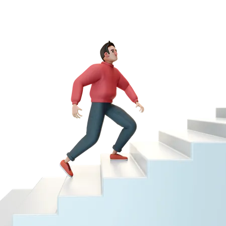 Homme qui monte les escaliers  3D Illustration