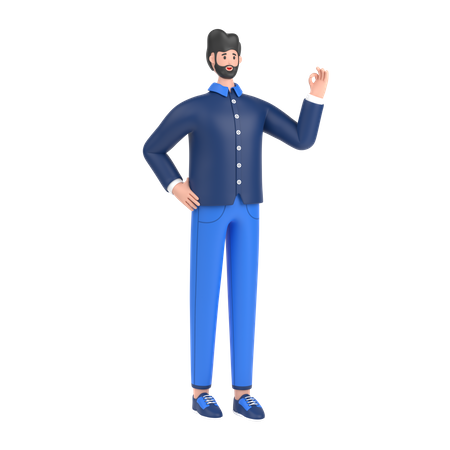 Homme montrant une belle pose de geste  3D Illustration