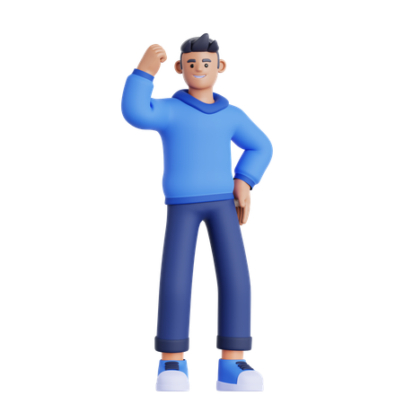 Homme montrant le muscle du bras  3D Illustration