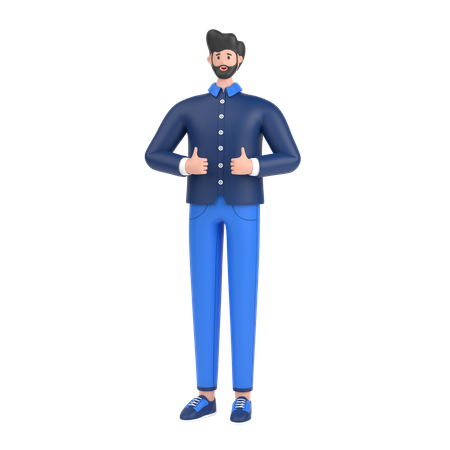 Homme montrant comme un geste de la main  3D Illustration