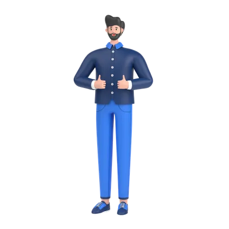 Homme montrant comme un geste de la main  3D Illustration