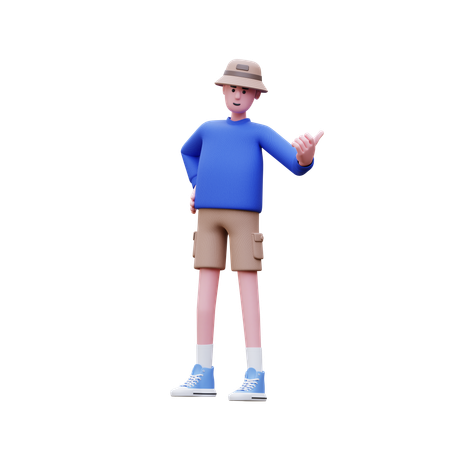 Homme montrant la direction  3D Illustration