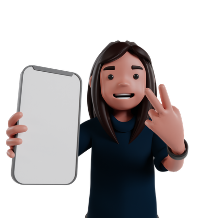 Homme montrant l'écran du mobile 3D Icon