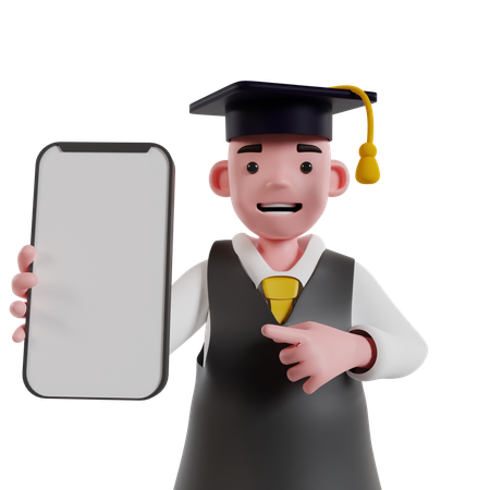 Homme montrant l'écran du mobile  3D Icon