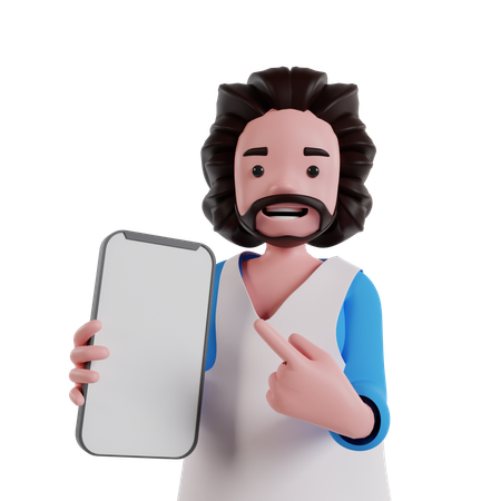 Homme montrant l'écran du mobile  3D Icon
