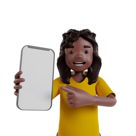 Homme montrant l'écran du mobile  3D Icon