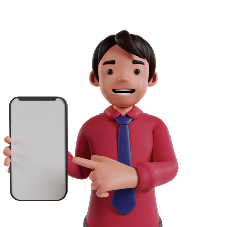 Homme montrant l'écran du mobile  3D Icon