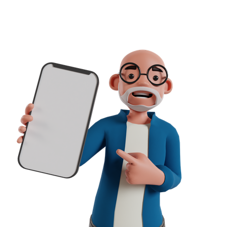 Homme montrant l'écran du mobile  3D Icon