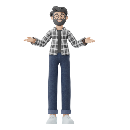 Homme montrant quelque chose  3D Illustration