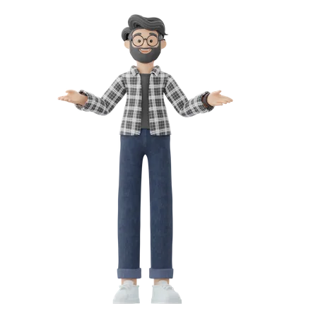 Homme montrant quelque chose  3D Illustration