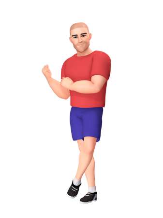 Homme montrant ses muscles  3D Illustration