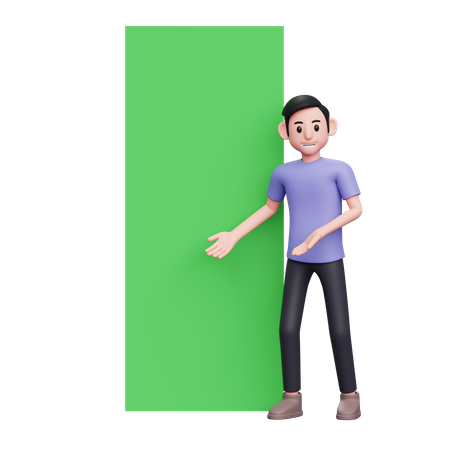 Homme montrant un espace publicitaire  3D Icon