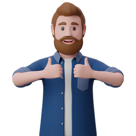 Homme montrant un pouce vers le haut comme un signe  3D Icon