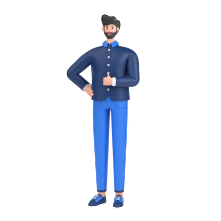Homme montrant un signe de pouce en l'air avec ses deux mains  3D Icon
