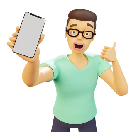 Homme montrant un smartphone  3D Icon