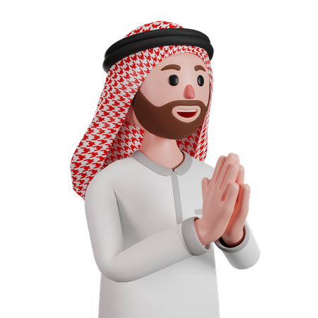 Homme musulman disant namaste  3D Illustration