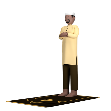 Homme musulman dans la pose d'Iftitah  3D Illustration