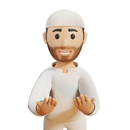 Homme musulman faisant la prière  3D Illustration