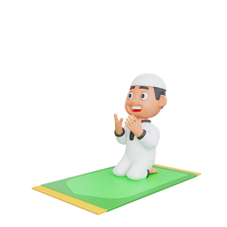 Homme musulman faisant la prière du ramadan  3D Illustration