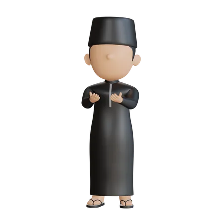 Homme musulman faisant la prière islamique  3D Illustration