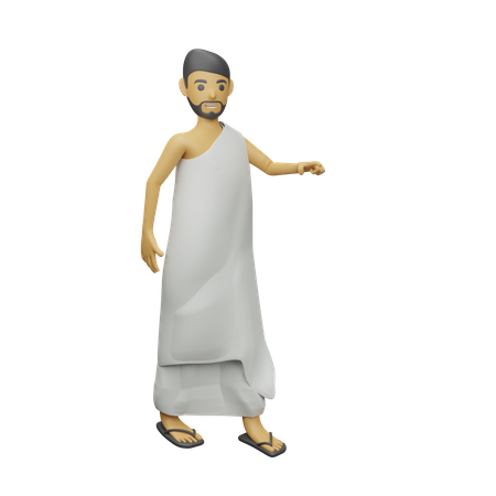 Homme musulman qui marche  3D Illustration