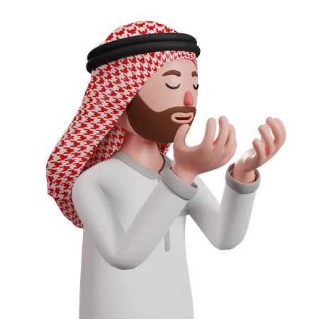 Homme musulman priant  3D Illustration