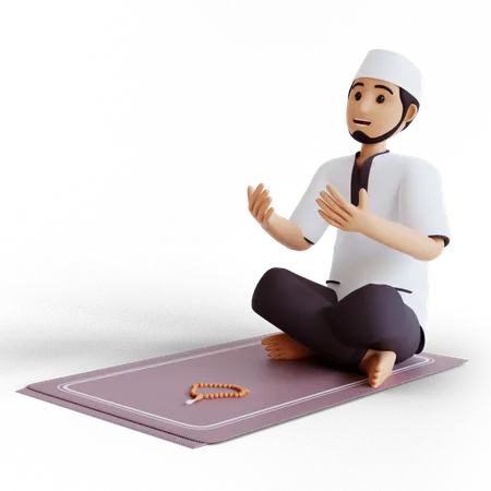 Un musulman prie pendant le Ramadan  3D Illustration