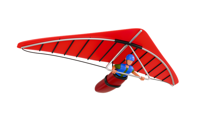 Homme, parapente  3D Illustration