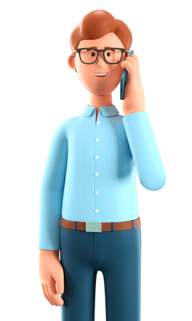 Homme parlant au téléphone  3D Illustration