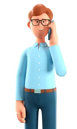 Homme parlant au téléphone  3D Illustration