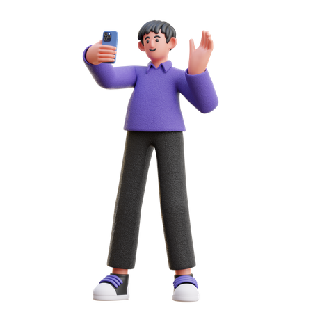 Homme parlant lors d'un appel vidéo  3D Icon