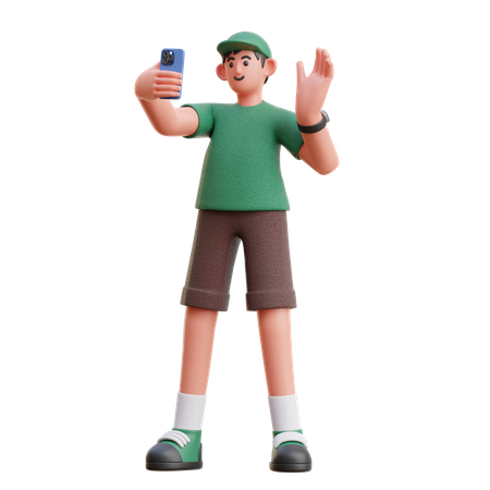 Homme parlant lors d'un appel vidéo  3D Icon