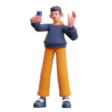 Homme parlant lors d'un appel vidéo  3D Icon
