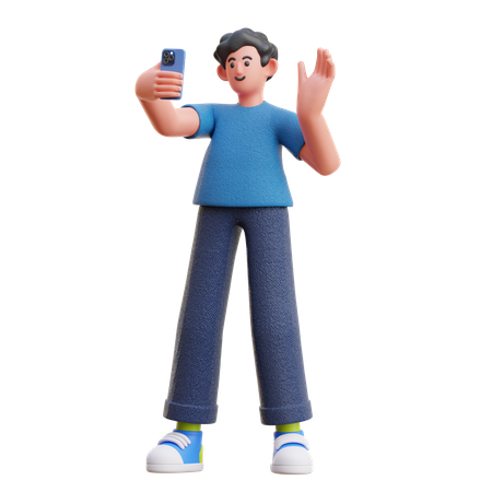 Homme parlant lors d'un appel vidéo  3D Icon