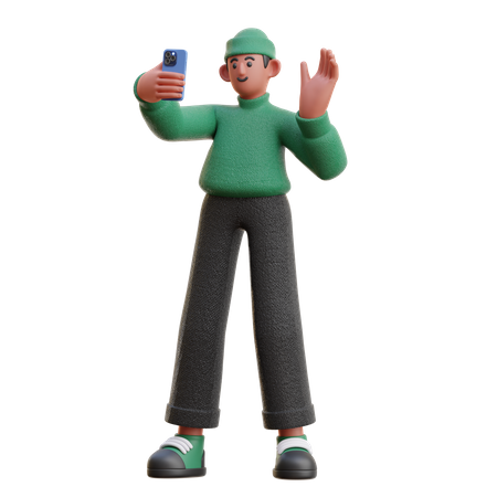 Homme parlant lors d'un appel vidéo  3D Icon