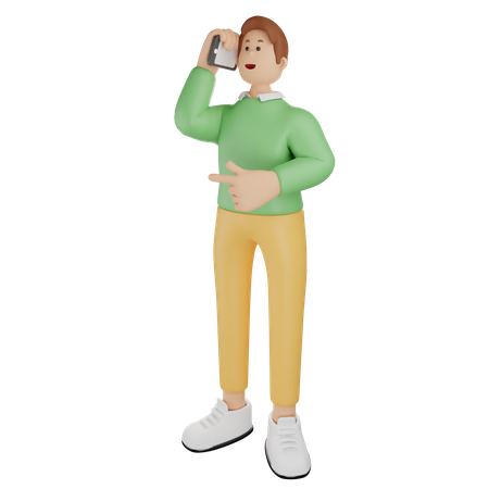 Homme parlant sur mobile  3D Illustration