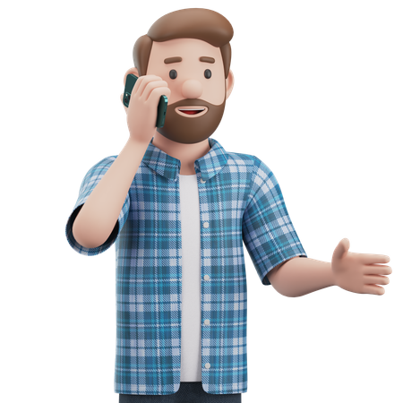 L'homme parle au téléphone  3D Illustration