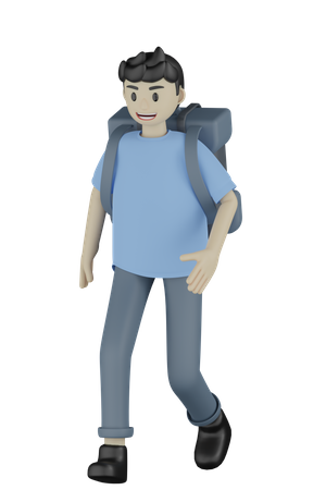 Homme part en voyage  3D Illustration