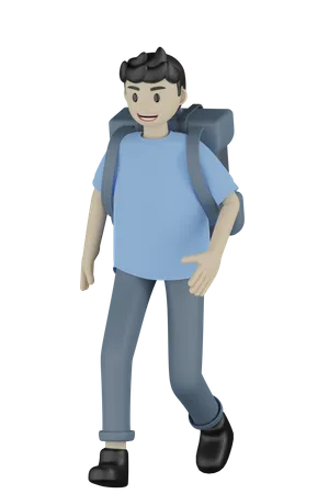 Homme part en voyage  3D Illustration