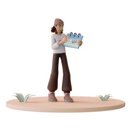 Un homme me planifie du temps sur un calendrier  3D Icon