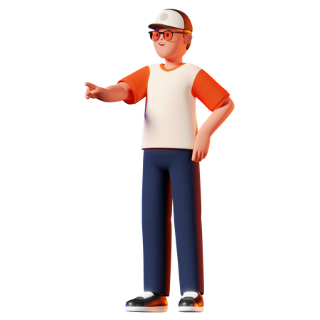 Homme pointant la pose  3D Illustration