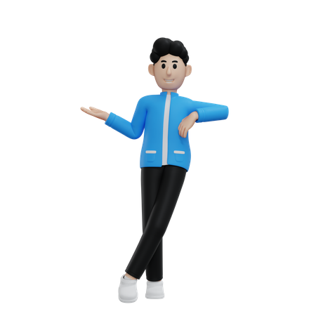 Homme pointant quelque chose sur son côté droit  3D Icon
