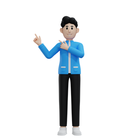 Homme pointant quelque chose sur son côté droit  3D Icon