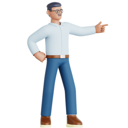 Homme pointant vers la gauche  3D Illustration