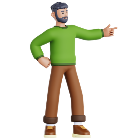 Homme pointant vers la gauche  3D Illustration