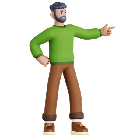 Homme pointant vers la gauche  3D Illustration